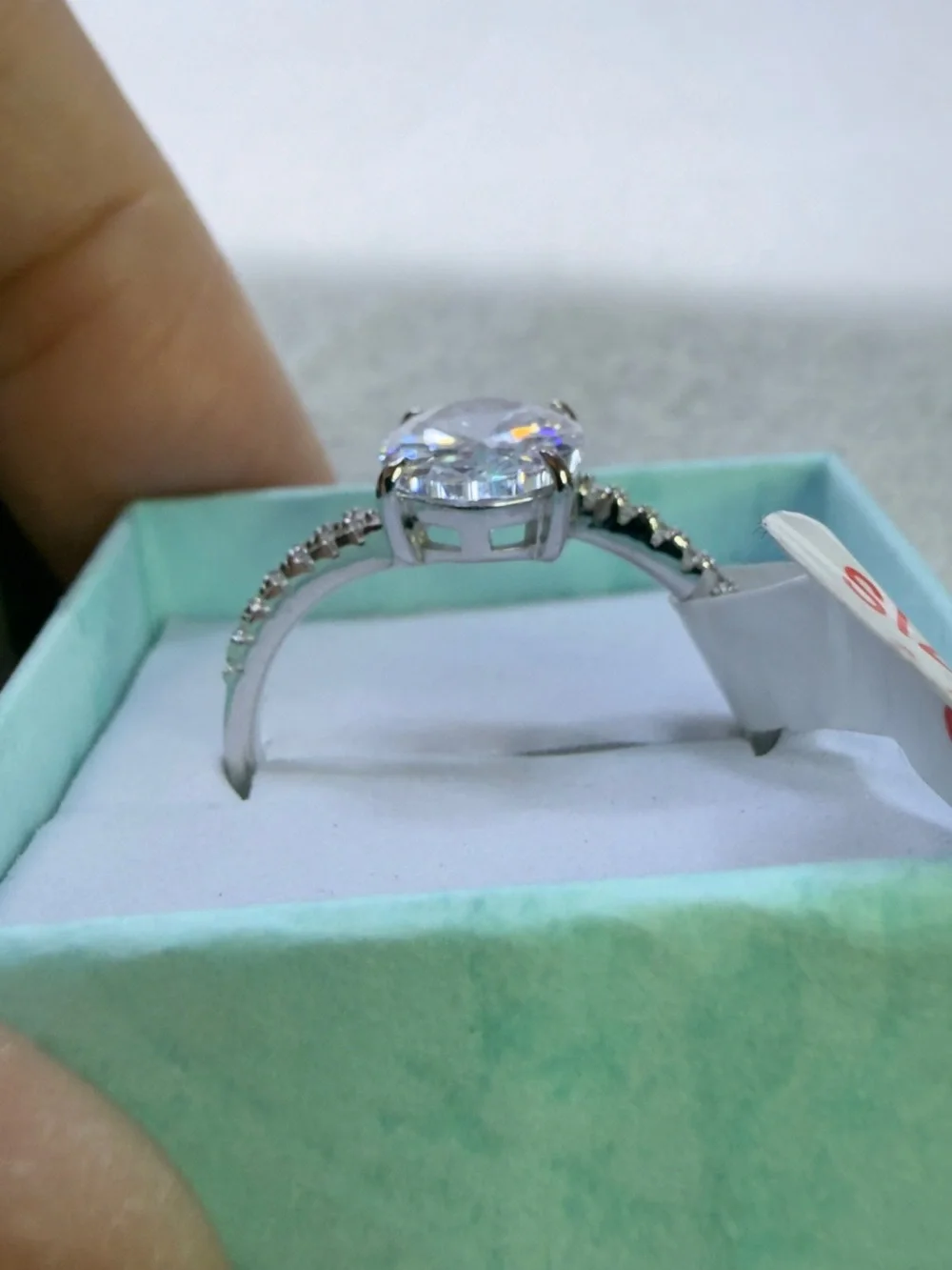 Oval CZ Stone Silver 925 stamp Halo Ring